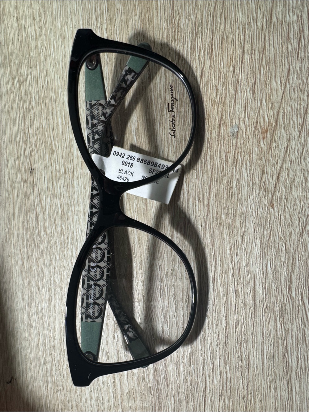 Salvatore Ferragamo Black Women’s Patterned Temple Eyeglass Frames